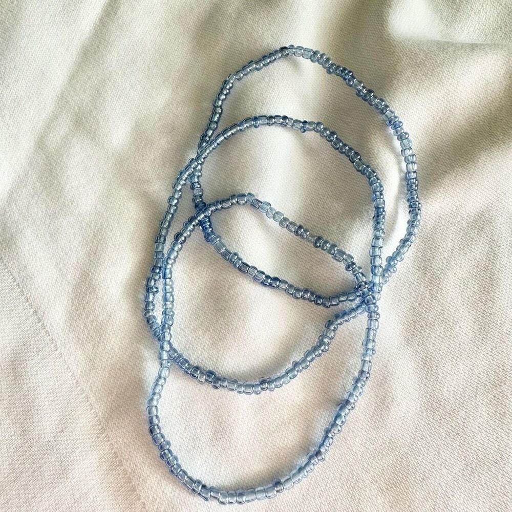Smokey blue Set of 3 petite beaded bracelets